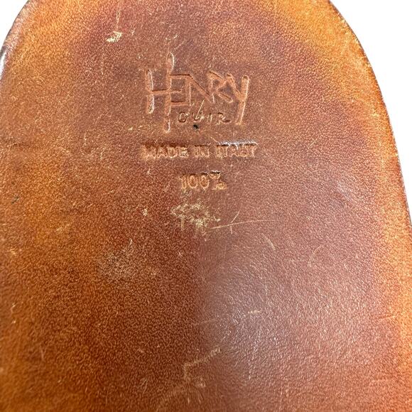 Henry Cuir Slide Sandals Leather‎ Woven Rattan Beaded Tan Brown Size 38 US 8 - Picture 13 of 13